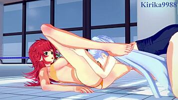 Ruri Hoshino and Festenia Muse in intense lesbian hentai play