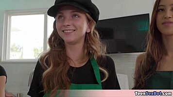 Cute Teen 18+s Turn Sexy Cooking Show into Wild Kitchen Orgy