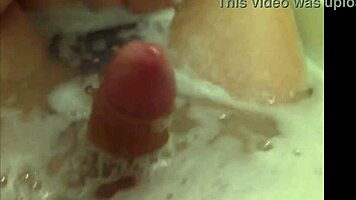 Helping my stepbrother relieve stress in the bathroom lots of cum on my hands