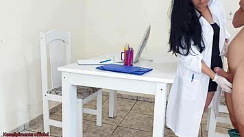 Doctor Jennyfer Strokes Cock in Exam