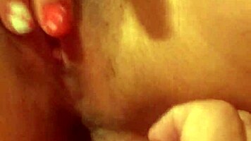 teen 18+ explores self-touching in a relaxed amateur setting