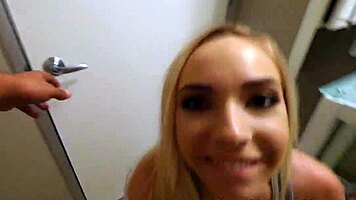 teen sucks stepbro's big black cock in interracial blowjob ending with cum in mouth