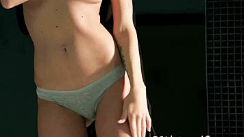 Petite amateur babe solo fingering, she moans softly.