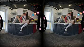 Solo Gal Angel Kriss Masturbates in the Kitchen in Vr.