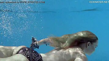 nude swimming in the pool babe with tattoos mimi cica