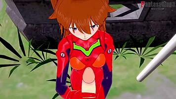 Wow! Asuka Langley Soryu in hot POV action with blowjob and wild fucking in Neo Genesis Evangelion!