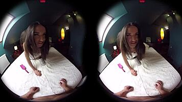 this teen plays with her pussy using a dildo early morning