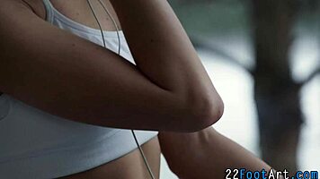 petite babe's toes get cummed in erotic scene