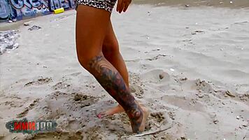 B reed hard pussy fucking on a spanish public beach