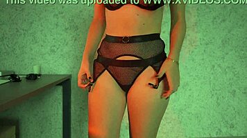 Teen feels sexy in lingerie, dancing naked with natural tits