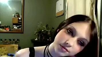miss liz vicious performs emo goth teen cam show with big pink dildo masturbation.