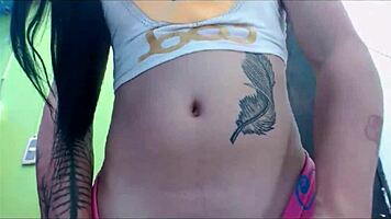 Transsexual Babe In Pink Undies MASTURBATES On Cam!!