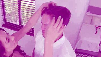 Jade amber rides her step brother's big cock with natural tits bouncing