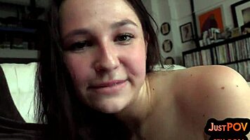 Slutty Amateur Teen 18+ Sucks and Rides Close-Up with Small Boobs