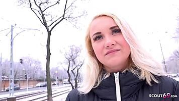 german scout - wanna see young 18+ blue eyes teen marilyn bang at street casting?