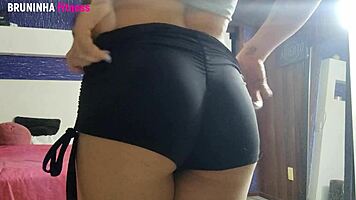 teen shows big ass in new shorts