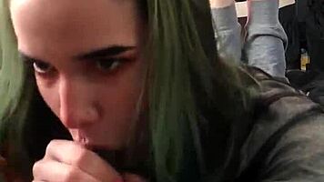 yo, check this amateur alternative teen 18+ giving a wild blowjob in the pose