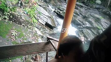 pinay teen fucks hard in public waterfalls, so hot