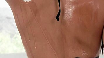 Oiled Petite Asian Mina Luxx Enjoys Standing 69 And Slippery Hardcore Fuck