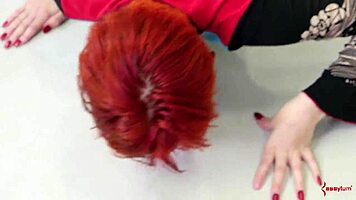 Submissive gets flogged, drinks lube in rough bondage