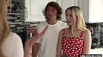 Milf Teaches Aiden Ashley and Lily Larimar Hardcore Sex with Stepmom