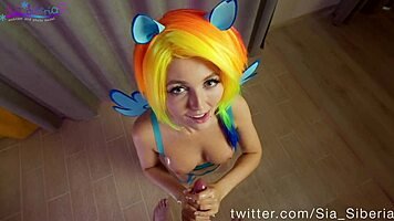 i'm rainbow dash in cosplay, oiled up for yur big cock joi sesh
