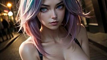 pink haired girls naked sex compilation with natural tits