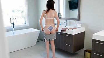 I watch petite Raven Right jerk my big cock.