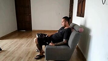 Aunt catches nephew masturbating in the bathroom