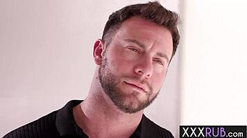 I relaxed my big cock client with a blowjob and tit job, queenie sateen