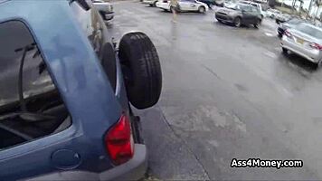 Perky Blonde Amateur Gets Paid For Outdoor Public Blowjob In POV.