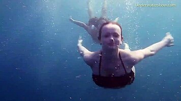 Naked Girls on Tenerife Splash in Pool, Fun in Water