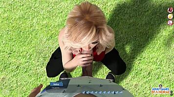 Ep23 outdoor blowjob by Stacy in steamy 3D cartoon scene