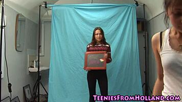 Teen model showing small tits in high definition interview!