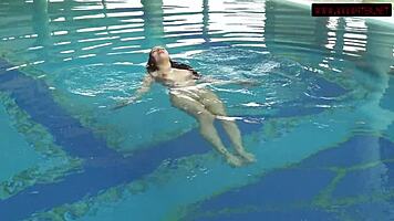 Lina Mercury and Mia Ferrari swim naked in pool! 😍 Watch them fuck with juicy tits outdoors.