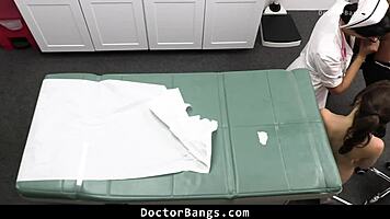 Teen begs doctor for confidential test reports while bent over.