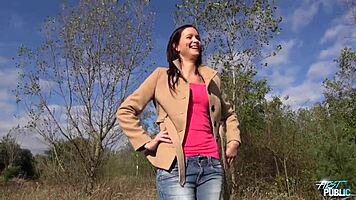 watch this outdoor wild fuck with brunette slut deepthroating big cock and getting oral