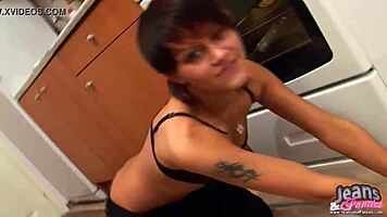 teen babe shakes skinny ass in tight jeans for you