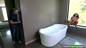 Petite Ebony Sweetie Scarlit Scandal Sucks Huge Cock Before Pounding