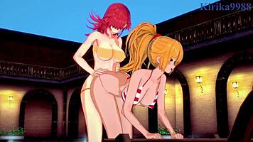 Excellen Browning, Setsuko Ohara, and Festenia Muse dive into intense futanari sex in Super Robot Wars hentai