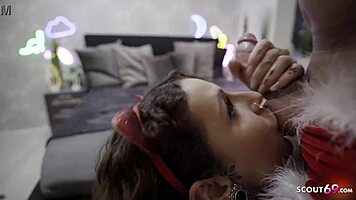 Deep creampie fills inked german milf mara martinez on christmas