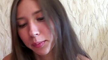 Ananta shakti exploring fetish toys with tongue and dildo.