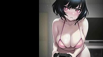 anime girls sucking and kissing in the rain