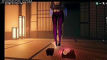 Futanari girl gives footjob to living dildo in kadobu