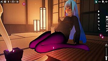 Futanari girl gives footjob to living dildo in kadobu