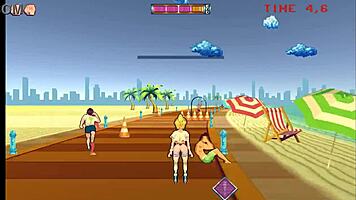just chilling with roller babe in hentai game ep 3, outdoor gangbang with bbc and bwc