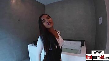 asian teen gives her boyfriend a hardcore footjob, handling his monster cock