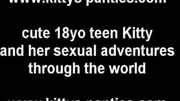 petite babe flashes tits under skirt with upskirt panties and thong