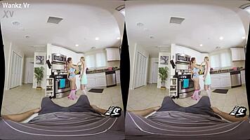 Sorority initiation with Alyce Anderson and Brooke Haze featuring blowjob, wanking, and monster cock in POV.