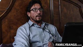 Pervert stepfather watches Zoe Parker get anal fucked by Tommy Gunn